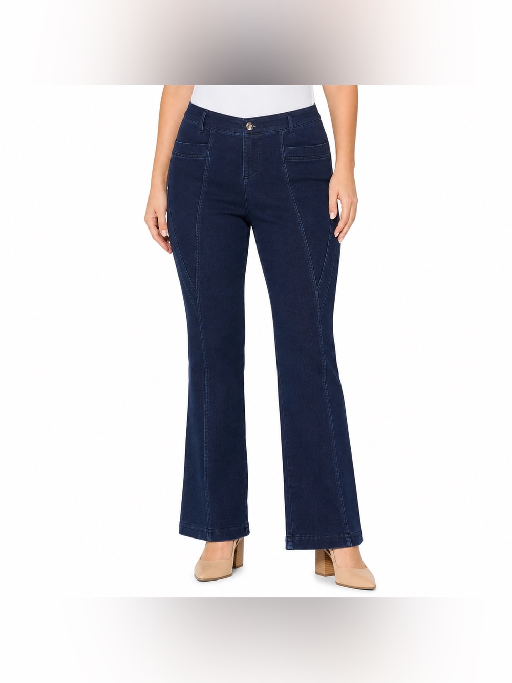 Women with Control 12P Petite Dark Indigo Straight Stretch Jeans